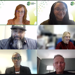 Alex Ramos, middle left, with veteran advocates at the workforce seminar