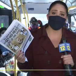 News 12 Reporter Covers our Bus Campaign