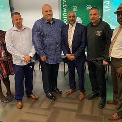 pictured: (l-r): Recording Secretary LaTonya Crisp, newly appointed Division Chair Mike Capocci, newly appointed Vice President Danny D'Amato, President Richard Davis, Secretary-Treasurer John V. Chiarello, and Admin. VP Lynwood Whichard. Not pictured: New Exec Board Member Lindbergh Ray.